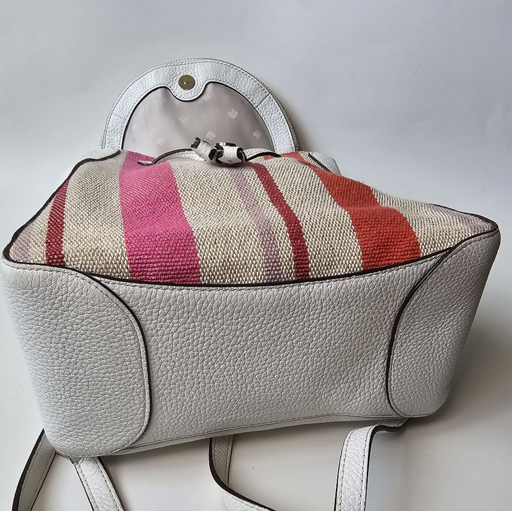 KATE SPADE LEILA MD FLAP  BACKPACK STRIPED CANVAS - Picture 5 of 6
